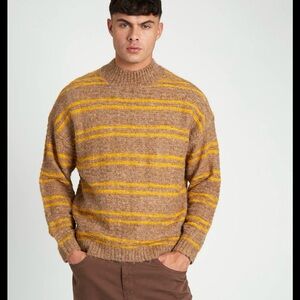 NWT NATIVE YOUTH Sweater Striped Brown Yellow Wool Blend Sm Urban Outfitters 90s